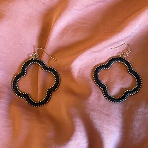Elegant Black and Gold Beaded Earrings